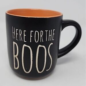 "Here for the‎ Boos" Mug Black w/ Orange Halloween Artisan Ceramic EUC